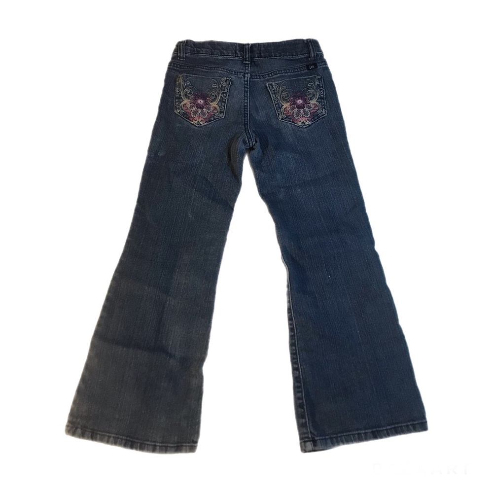 Y2K L.e.i Girls Jeans Floral Blue Designed Pockets Denim Size - 8